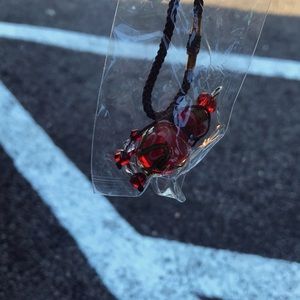 Single Red Glass Bottle Vial Necklace (sister to red, in listed pair)